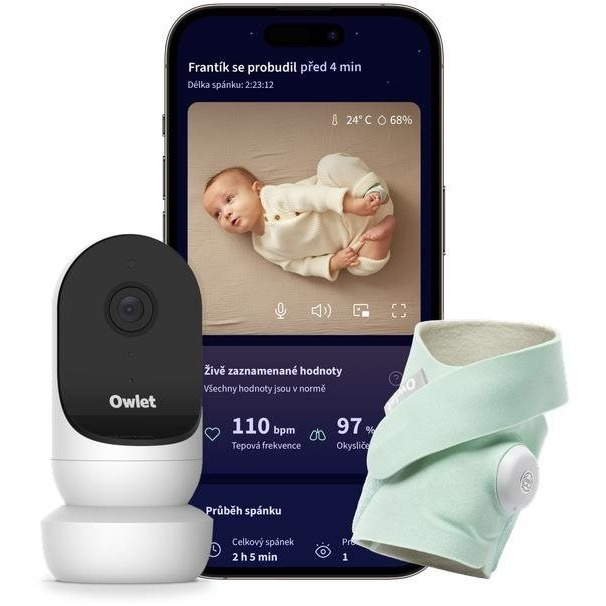 Owlet Dream Sock + Cam2 Bundle - Mint - Set șosetă inteligentă și cameră